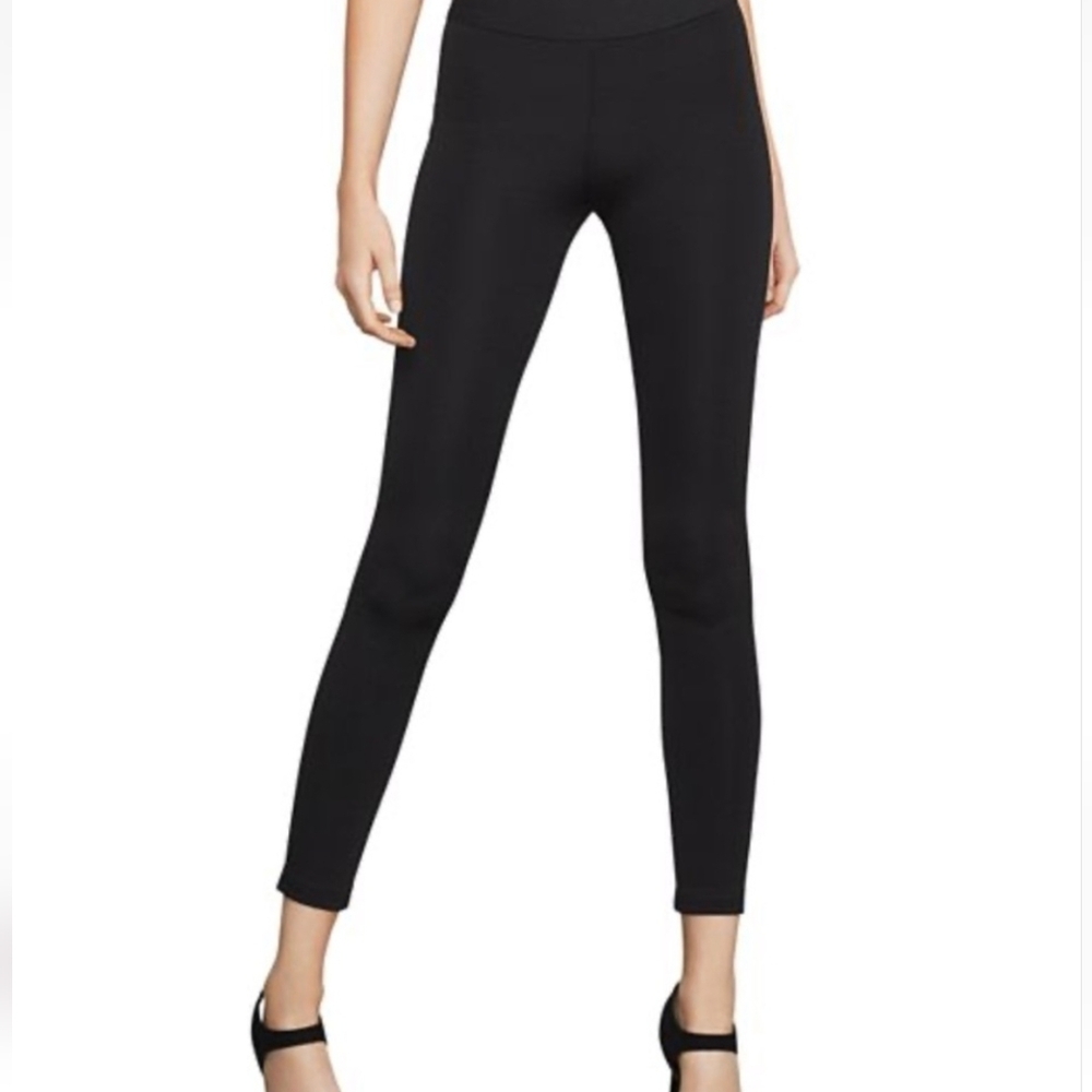 EUC Black BCBG MAXAZRIA Ankle Length Mid-Rise Leggings Ponte Pants S Back Zip